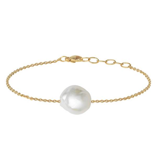 Heiring Armbånd med Hvit Baroque Perle Forgylt