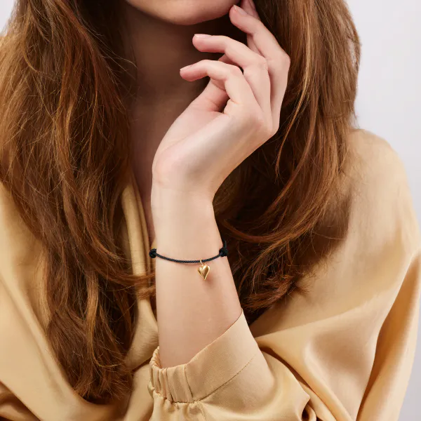 OLE LYNGGAARD COPENHAGEN Connected heart string bracelet black